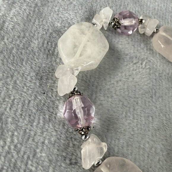 Rose Quartz & Amethyst Color Beaded Stretch Bracelet Women Adjusts - Picture 7 of 16